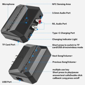 Bluetooth адаптер за аудио приемник T59, Bluetooth 5.3, RCA, TF карта, USB, AUX, NFC - Image 3